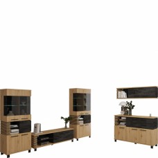 Mēbeļu komplekts LAMIR 3, Ozols artisan/Melns/Melns